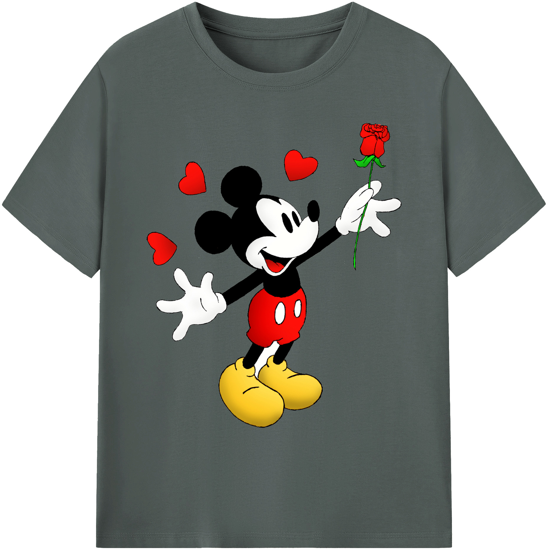 ミッキーマウス Mickey Mouse 綿100％ メンズ半袖Tシャツ｜肌触りやわらか＆通気性
